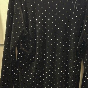 H&M Black Velvet Long Sleeve Top with Silver Stud Detail